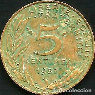 Monedas antiguas de Europa: FRANCIA 1987 - 5 CENTIMES - KM 933 - CIRCULADA