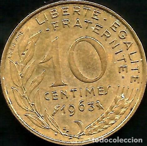 Monedas antiguas de Europa: FRANCIA 1963 - 10 CENTIMES - KM 929 - CIRCULADA