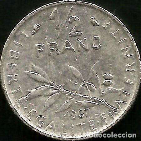 Monedas antiguas de Europa: FRANCIA 1967 - 1/2 FRANC - KM 931.1 - CIRCULADA