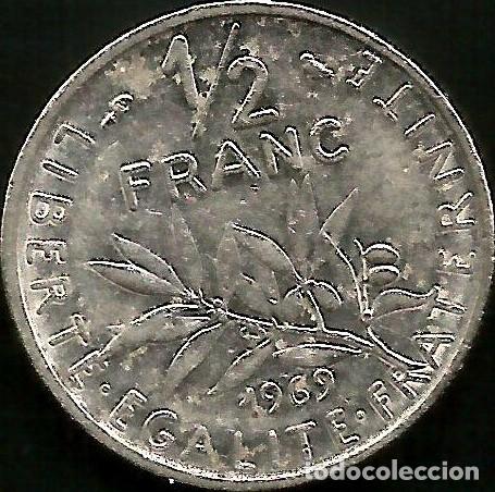 Monedas antiguas de Europa: FRANCIA 1969 - 1/2 FRANC - KM 931.1 - CIRCULADA