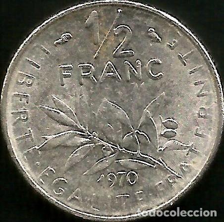 Monedas antiguas de Europa: FRANCIA 1970 - 1/2 FRANC - KM 931.1 - CIRCULADA