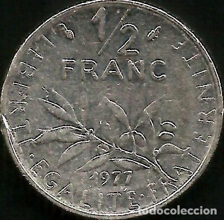 Monedas antiguas de Europa: FRANCIA 1977 - 1/2 FRANC - KM 931.1 - CIRCULADA