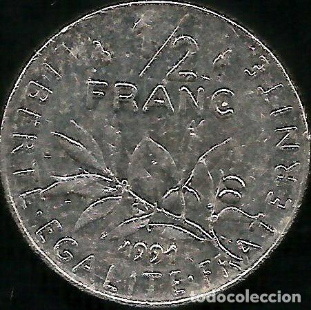 Monedas antiguas de Europa: FRANCIA 1991 - 1/2 FRANC - KM 931.1 - CIRCULADA