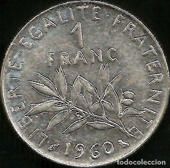 Monedas antiguas de Europa: FRANCIA 1960 - 1 FRANC - KM 925.1 - CIRCULADA