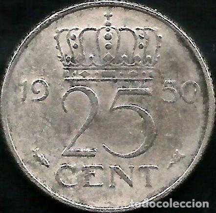 Monedas antiguas de Europa: HOLANDA 1950 - 25 CENTS - KM 183 - CIRCULADA