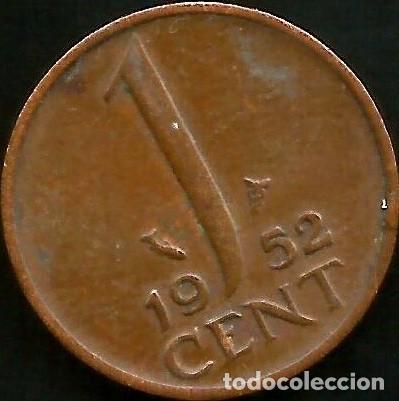 Monedas antiguas de Europa: HOLANDA 1952 - 1 CENT - KM 180 - CIRCULADA