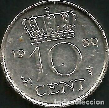 Monedas antiguas de Europa: HOLANDA 1980 - 10 CENT - KM 182 - CIRCULADA