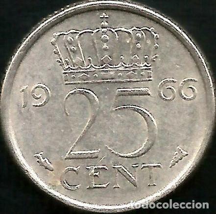 Monedas antiguas de Europa: HOLANDA 1966 - 25 CENTS - KM 183 - CIRCULADA