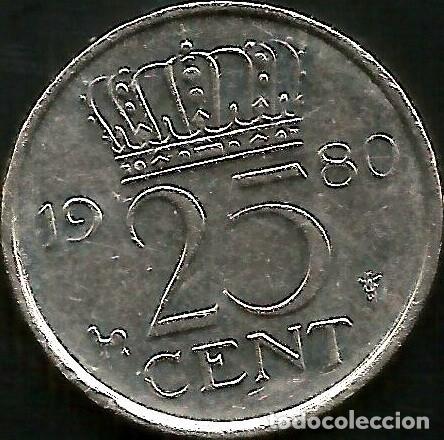 Monedas antiguas de Europa: HOLANDA 1980 - 25 CENTS - KM 183 - CIRCULADA