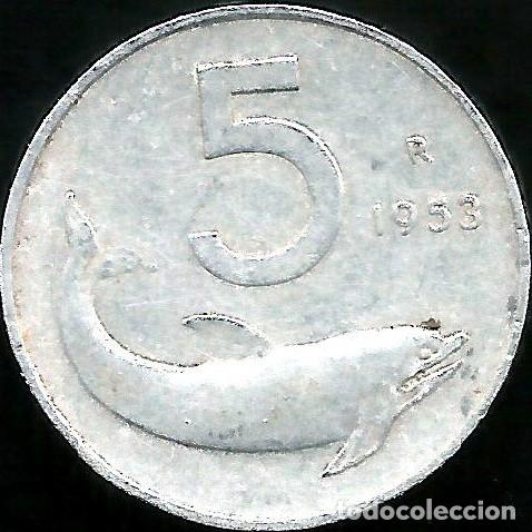 Monedas antiguas de Europa: ITALIA 1953 - 5 LIRE - KM 92 - CIRCULADA