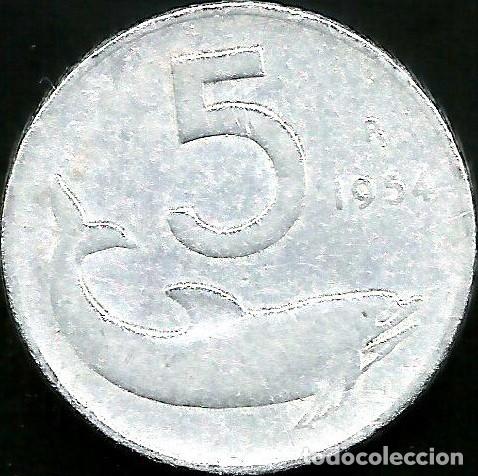 Monedas antiguas de Europa: ITALIA 1954 - 5 LIRE - KM 92 - CIRCULADA