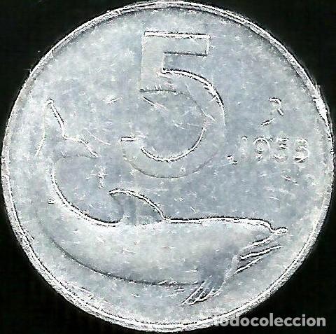 Monedas antiguas de Europa: ITALIA 1955 - 5 LIRE - KM 92 - CIRCULADA