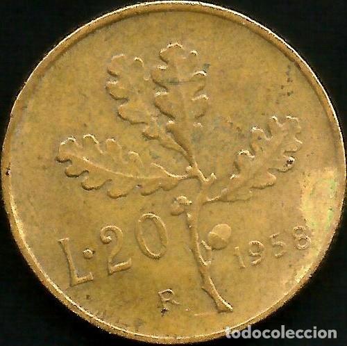 Monedas antiguas de Europa: ITALIA 1958 - 20 LIRE - KM 97.1 - CIRCULADA