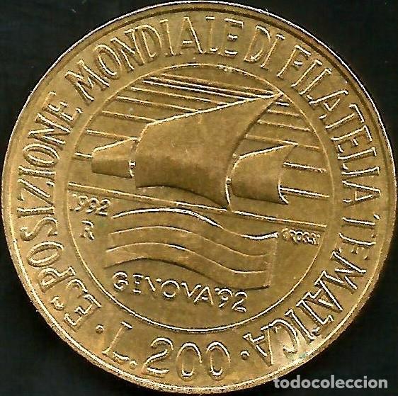 Monedas antiguas de Europa: ITALIA 1992 - 200 LIRE - CONMEMORATIVA - KM 151 - CIRCULADA