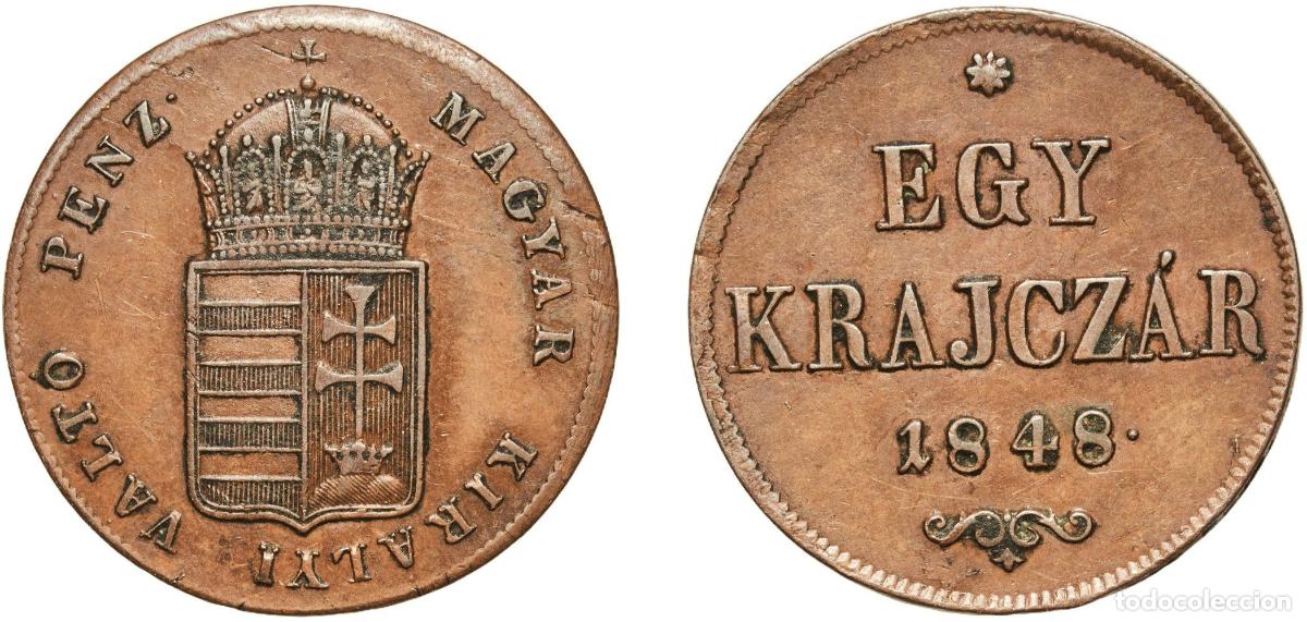 Monedas antiguas de Europa: Hungary Kingdom 1848 1 Kreuzer (War of Independence Coinage) Copper (298549) 8.86g XF Adamo B1