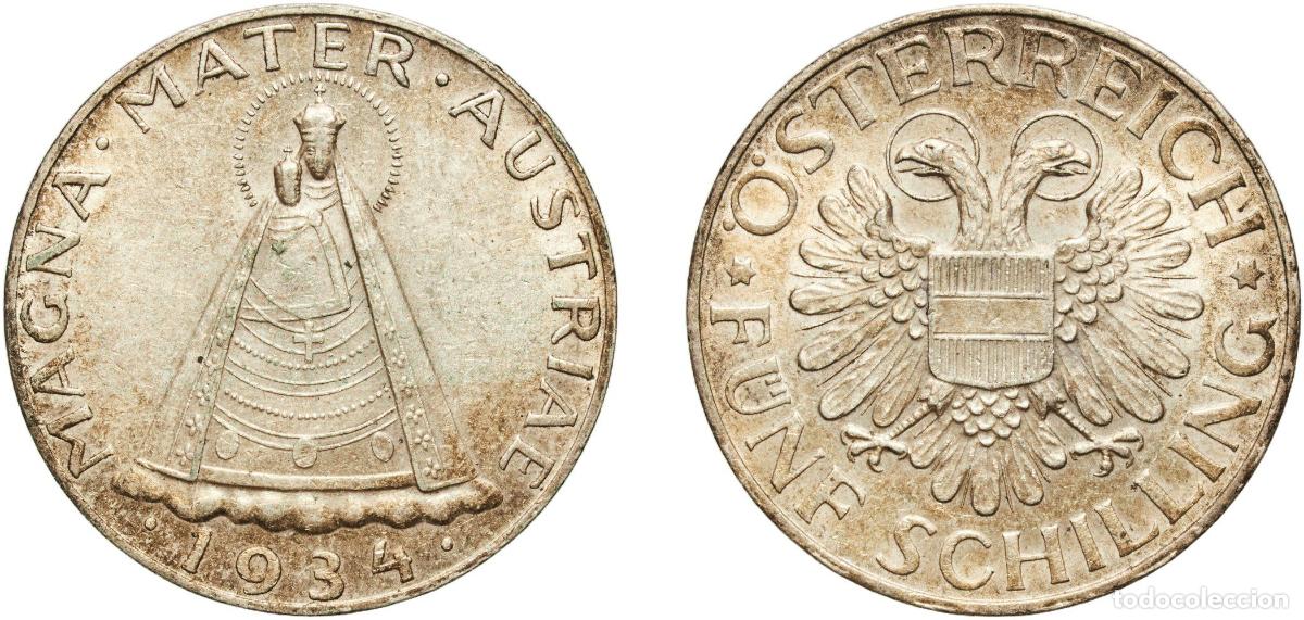 Monedas antiguas de Europa: Austria Federal State 1934 5 Schilling Original luster Silver (.835) Vienna Mint (3066000) 15g AU