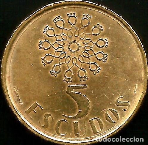 Monedas antiguas de Europa: PORTUGAL 1990 - 5 ESCUDOS - KM 632 - CIRCULADA