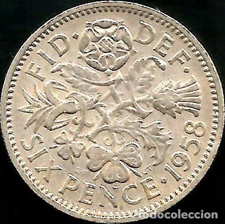 Monedas antiguas de Europa: REINO UNIDO 1958 - 6 PENCE - KM 903 - CIRCULADA