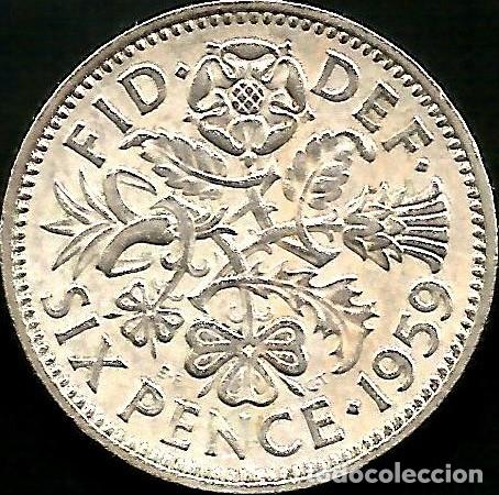 Monedas antiguas de Europa: REINO UNIDO 1959 - 6 PENCE - KM 903 - CIRCULADA