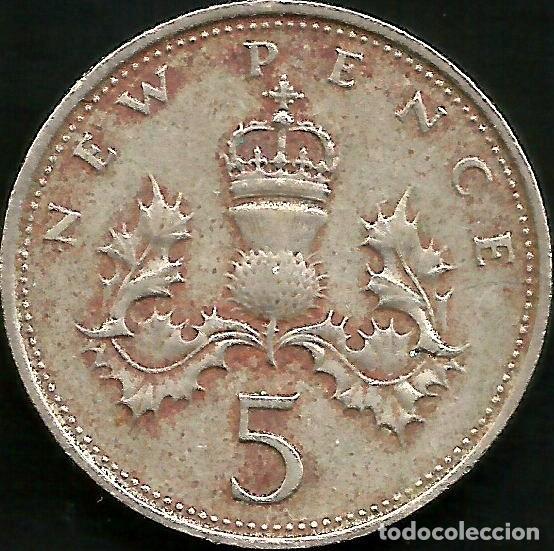 Monedas antiguas de Europa: REINO UNIDO 1970 - 5 PENCE - KM 911 - CIRCULADA