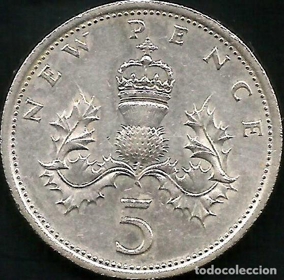 Monedas antiguas de Europa: REINO UNIDO 1975 - 5 PENCE - KM 911 - CIRCULADA