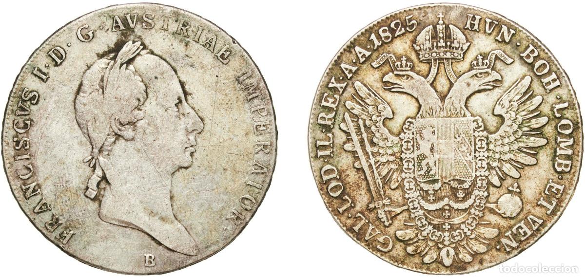Monedas antiguas de Europa: Austria Empire 1825 B 1 Thaler - Franz I Silver (.833) Kremnica Mint (336000) 27.81g VF KM 2163 Ad