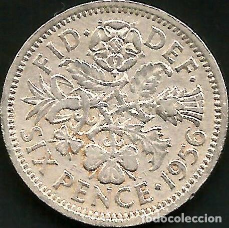 Monedas antiguas de Europa: REINO UNIDO 1956 - 6 PENCE - KM 903 - CIRCULADA