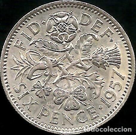 Monedas antiguas de Europa: REINO UNIDO 1957 - 6 PENCE - KM 903 - CIRCULADA