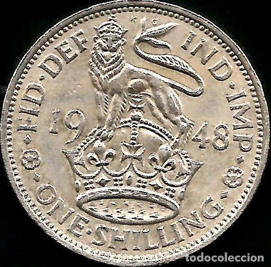 Monedas antiguas de Europa: REINO UNIDO 1948 - 1 SHILLING - KM 864 - ESCUDO ESCOCES - CIRCULADA