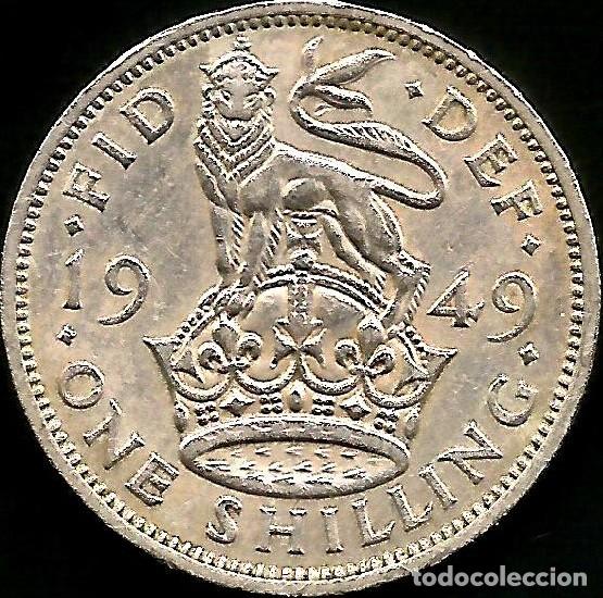 Monedas antiguas de Europa: REINO UNIDO 1949 - 1 SHILLING - KM 876 - ESCUDO INGLES - CIRCULADA