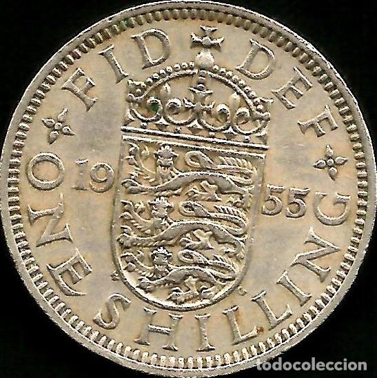 Monedas antiguas de Europa: REINO UNIDO 1955 - 1 SHILLING - ESCUDO INGLATERRA - KM 904 - CIRCULADA