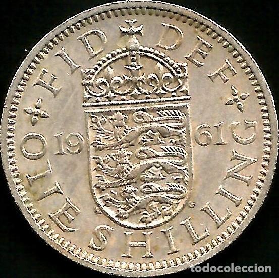 Monedas antiguas de Europa: REINO UNIDO 1961 - 1 SHILLING - ESCUDO INGLATERRA - KM 904 - CIRCULADA