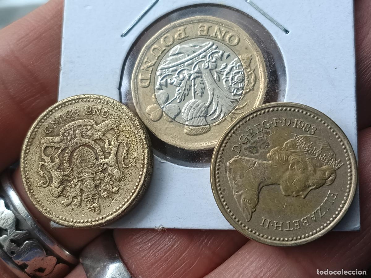 Monedas antiguas de Europa: Reino Unido. 3 monedas de 1 libra