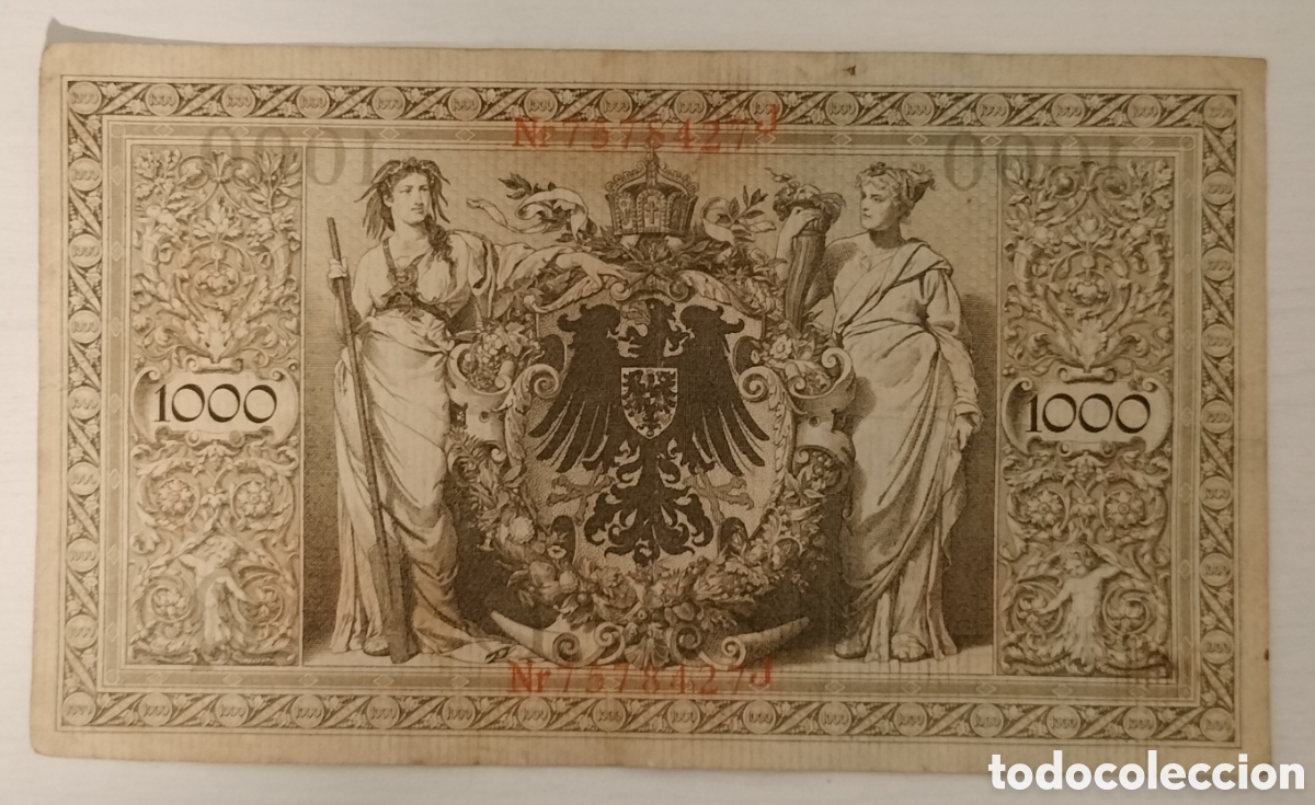 Monedas antiguas de Europa: Dos billetes de 1000 marcos Alemania