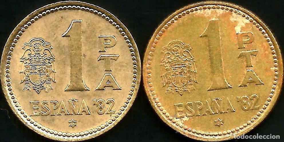 Monedas antiguas de Europa: ESPA&Ntilde;A 1980 *80 *81 - 1 PESETA - KM 816 - LOTE 2 MONEDAS CIRCULADAS