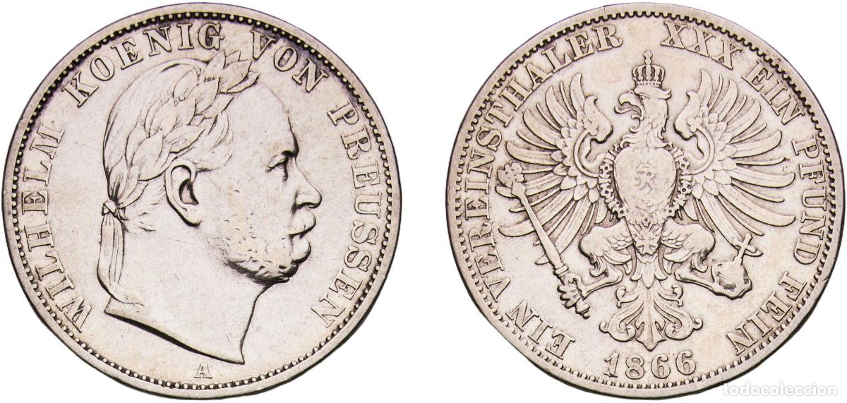 Monedas antiguas de Europa: Germany Kingdom of Prussia Kingdom of Prussia Second Empire 1866 A 1 Vereinsthaler - William I (&rdquo;Si