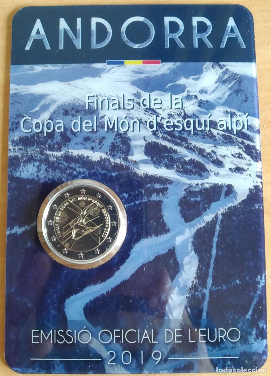 Monedas antiguas de Europa: Andorra 2019 - Cartera 2 Euros - Finales de la Copa del Mundo de esqu&iacute; alpino