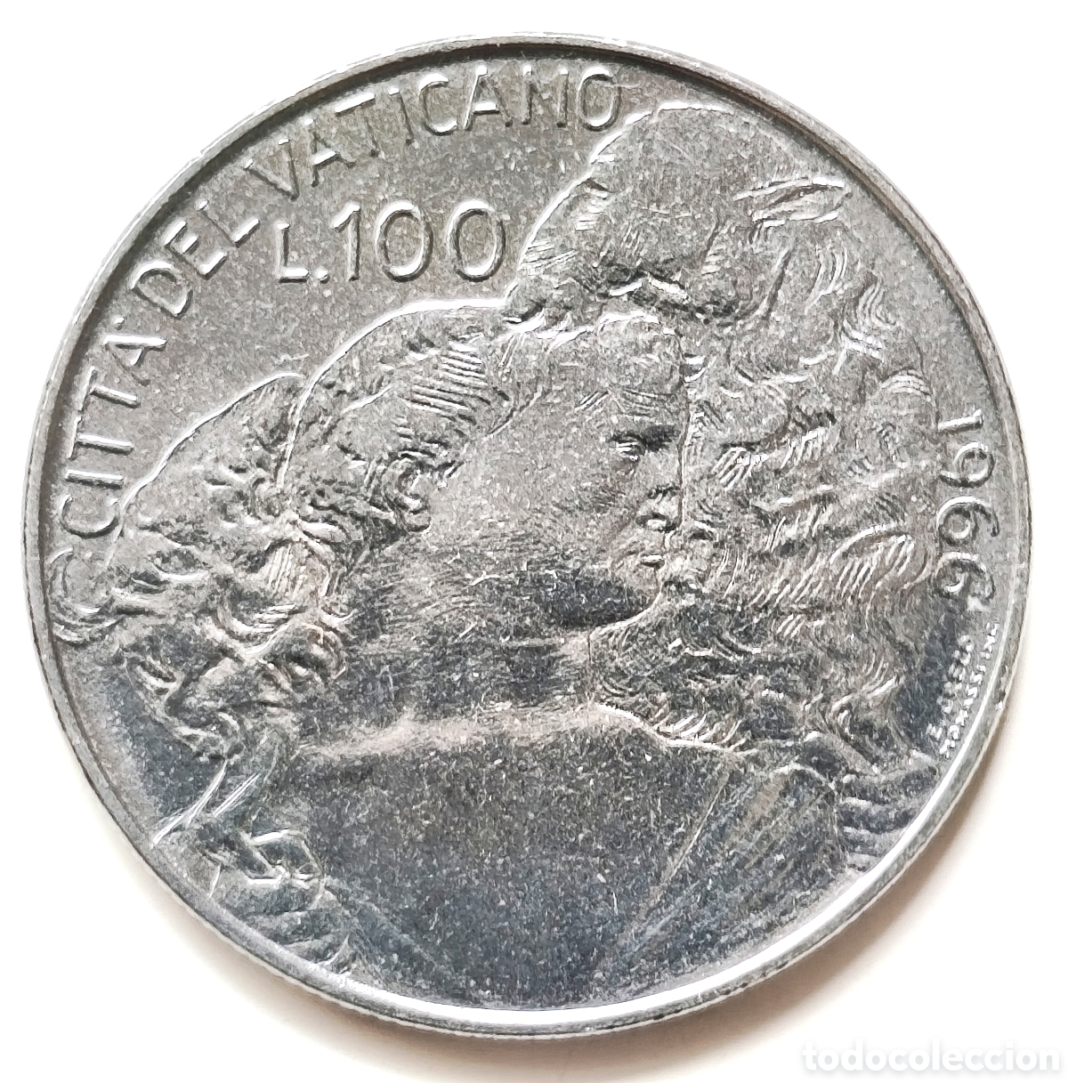 Monedas antiguas de Europa: Vaticano, 100 Liras de 1966, solo 388.000 unidades, EBC+