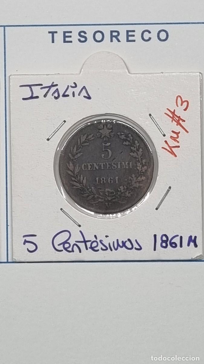 Monedas antiguas de Europa: ITALIA: MONEDA DE 5 CENT&Eacute;SIMOS 1861M - KM#3 - Ref.: 062