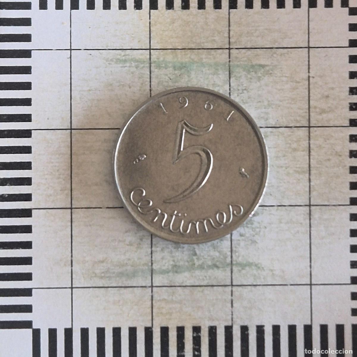Monedas antiguas de Europa: 5 C&Eacute;NTIMOS, FRANCIA. 1961. (KM#927).