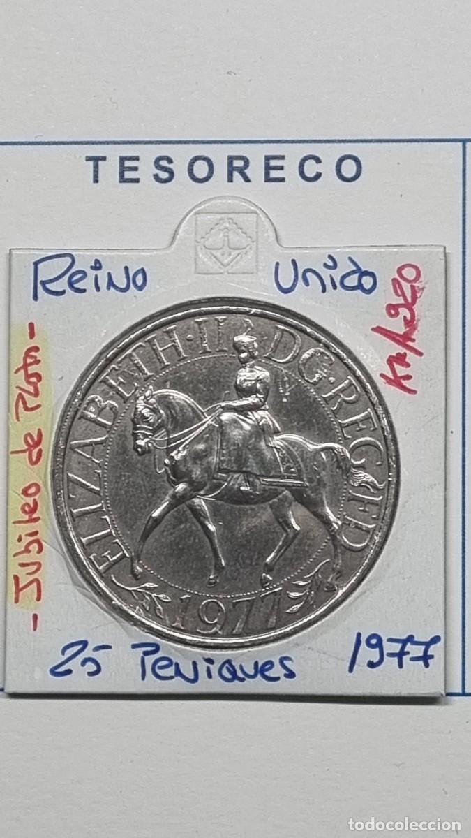 Monedas antiguas de Europa: REINO UNIDO: MONEDA DE 25 PENIQUES 1977 &rdquo;Jubileo de Plata&rdquo; - KM#920 - Ref.: 072