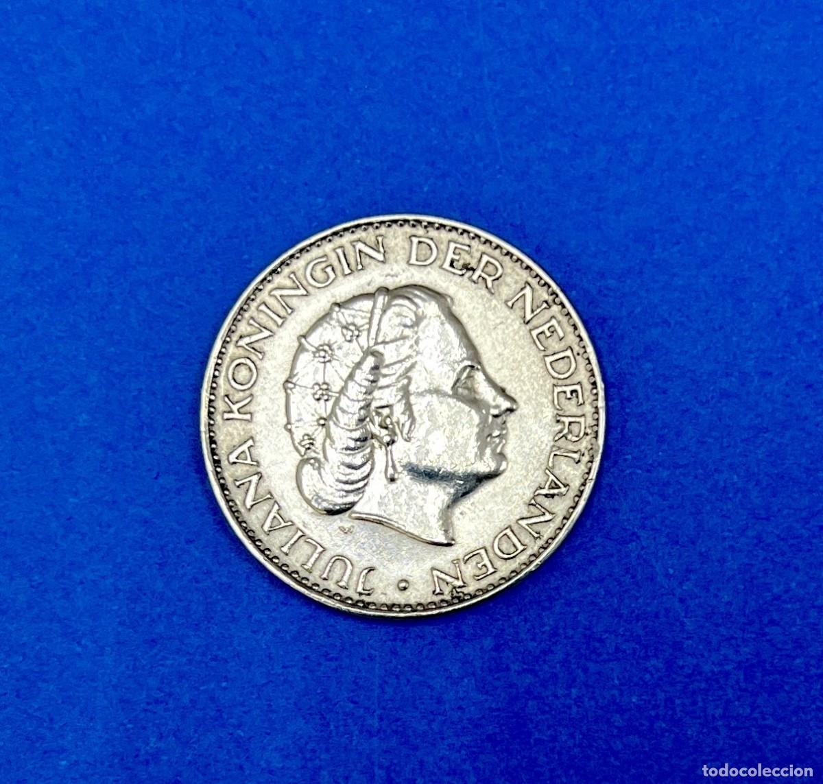 Monedas antiguas de Europa: Moneda Gulden de Plata de 1965 Holanda