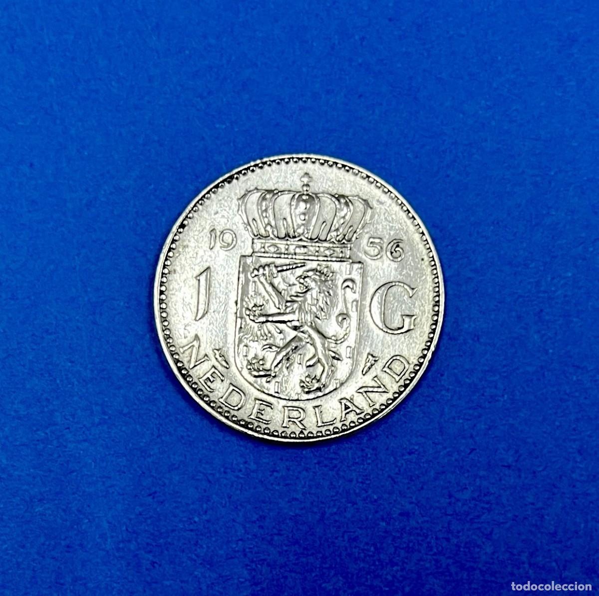 Monedas antiguas de Europa: Moneda Gulden de Plata de 1956 Holanda.