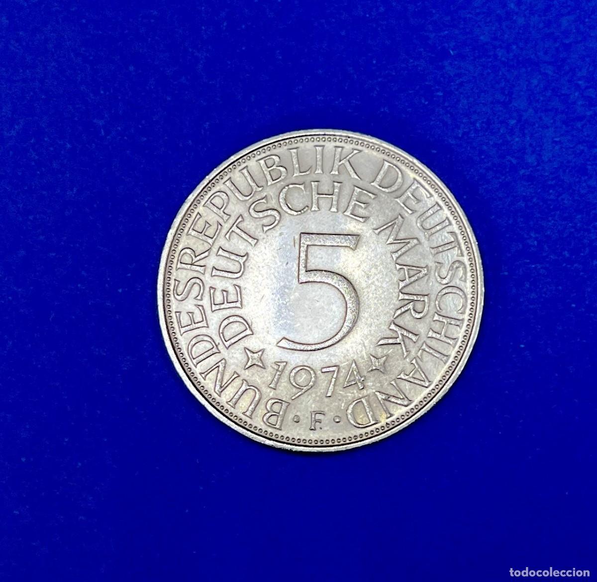 Monedas antiguas de Europa: Moneda de Plata de 5 Marcos, Alemania 1974 II.