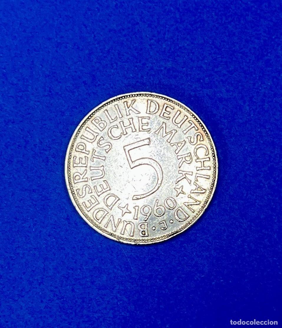 Monedas antiguas de Europa: Moneda de Plata de 5 Marcos, Alemania 1960.