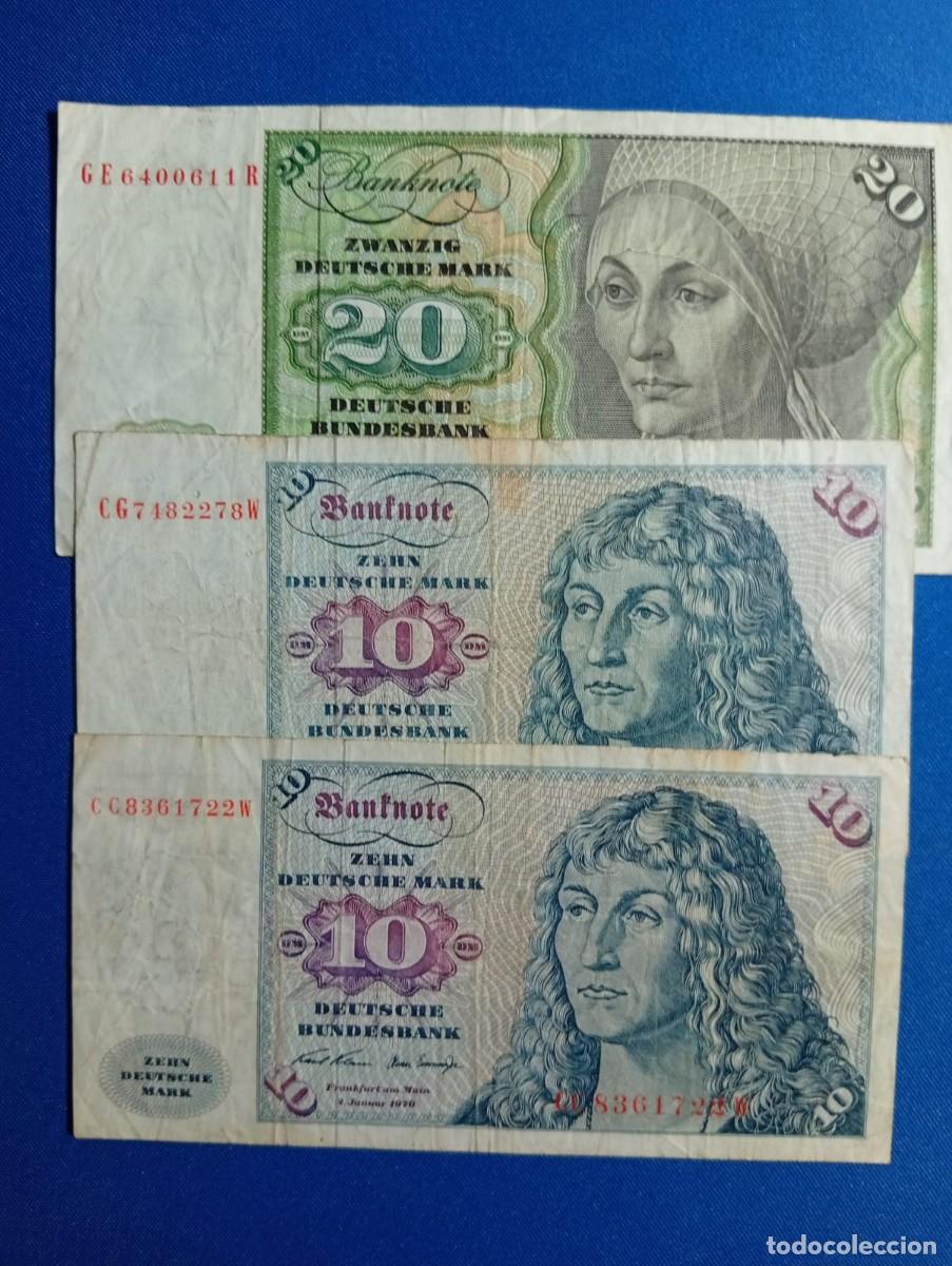 Monedas antiguas de Europa: Billetes de 10 y 20 marcos Alemania