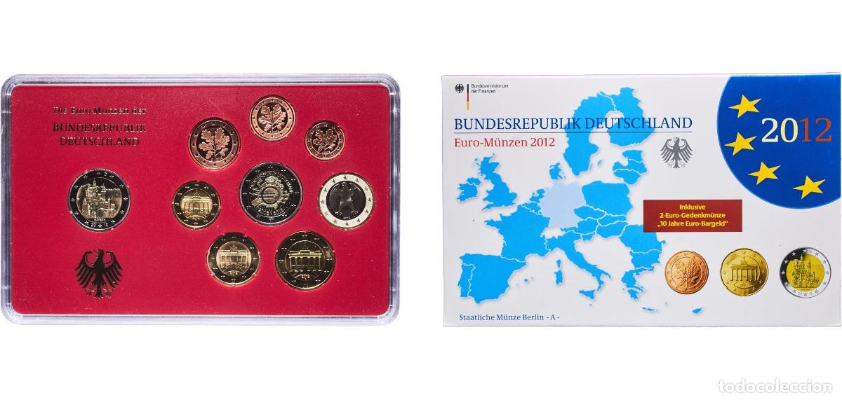Monedas antiguas de Europa: Germany Federal Republic 2012 A Proof Euro set with 9 coins (Bundesl&auml;nder - &rdquo;Bayern&rdquo;) Bimetallic: n