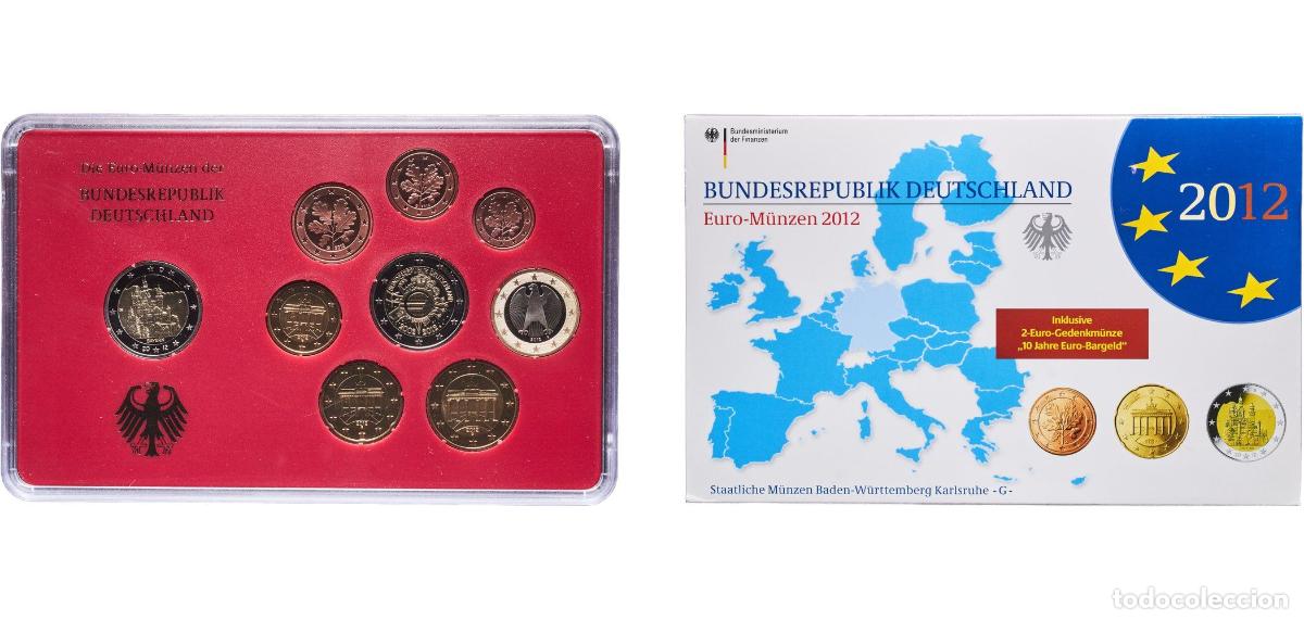 Monete antiche di Europa: Germany Federal Republic 2012 G Proof Euro set with 9 coins (Bundesl&auml;nder - &rdquo;Bayern&rdquo;) Bimetallic: n