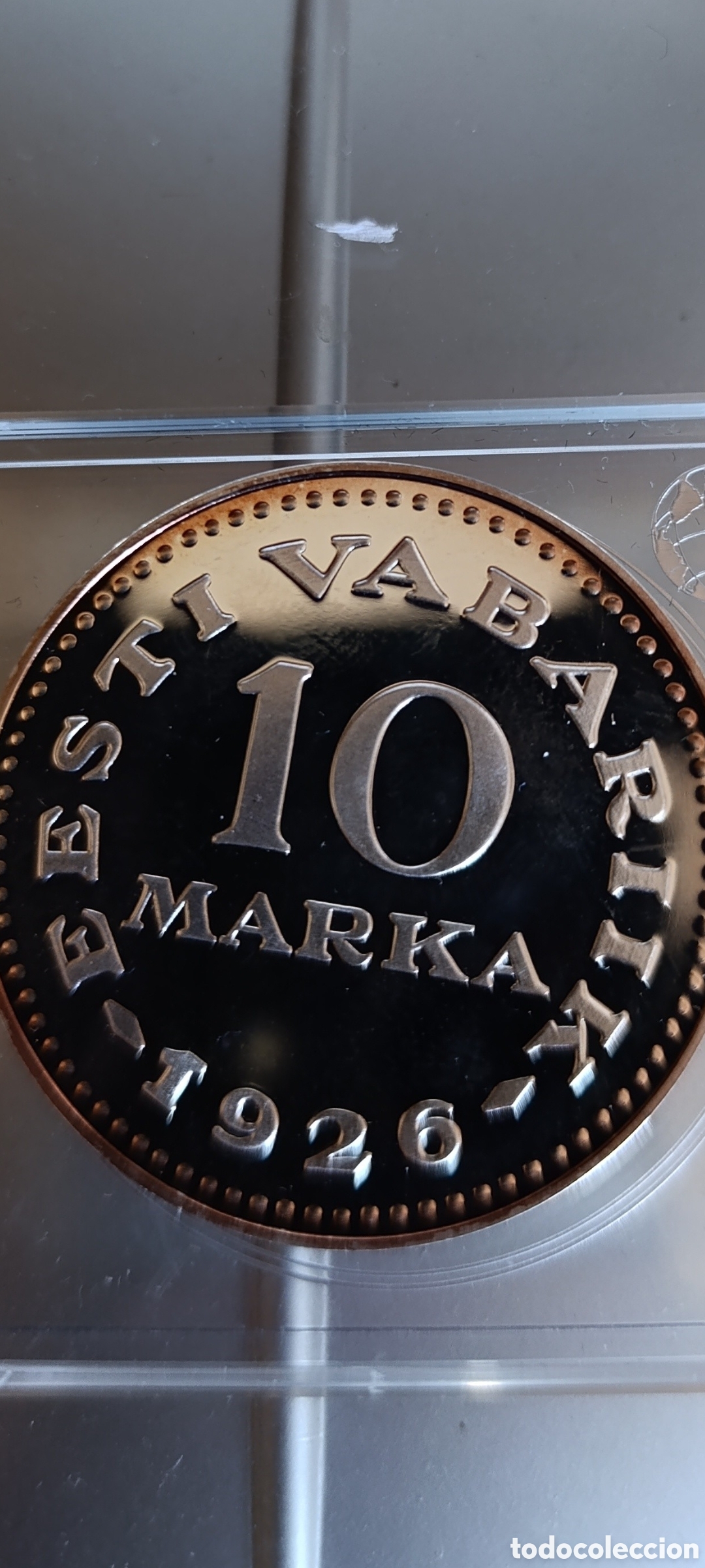 Alte M&uuml;nzen aus Europa: Copia en Plata Pura Ag .999 de 10 Marka Estonia 1926 &ndash; 20 g &ndash; 40 mm &ndash; Proof &ndash; COPY