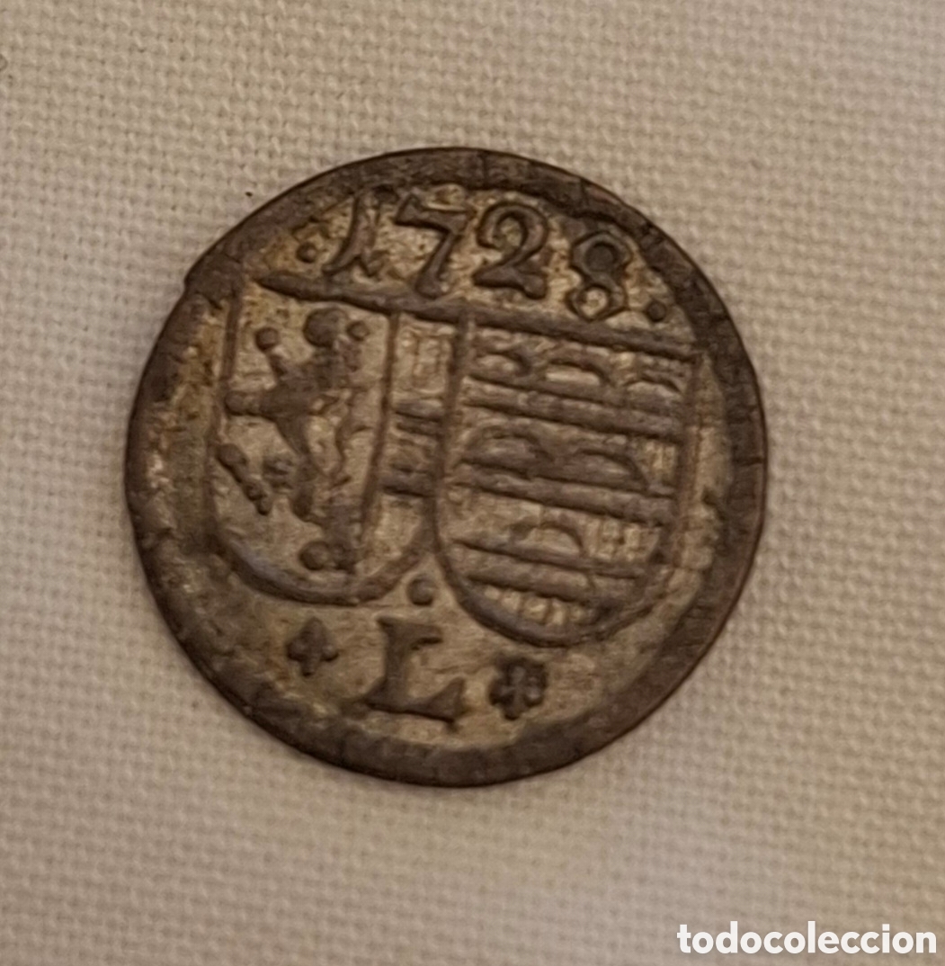 Moedas antigas da Europa: Salzburg, 1/2 Kreuzer 1728 plata de una cara, Arzobispo Leopoldo Antonio de Firmian, Salzburgo